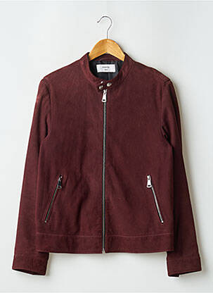 Veste en cuir coupe droite rouge INSIMA homme