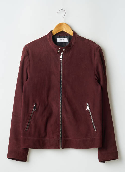 Veste en cuir coupe droite rouge INSIMA homme