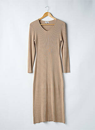 Robe longue manches longues manches longues beige MARVILLE femme