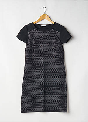 Robe mi-longue imprimé fantaisie manches courtes noir ARMAND THIERY femme