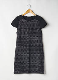Robe mi-longue imprimé fantaisie manches courtes noir ARMAND THIERY femme