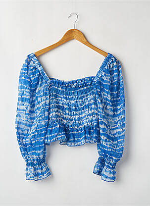 Top imprimé fantaisie manches longues bleu ZARA femme