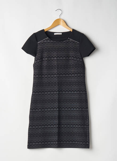 Robe mi-longue imprimé fantaisie manches courtes noir ARMAND THIERY femme