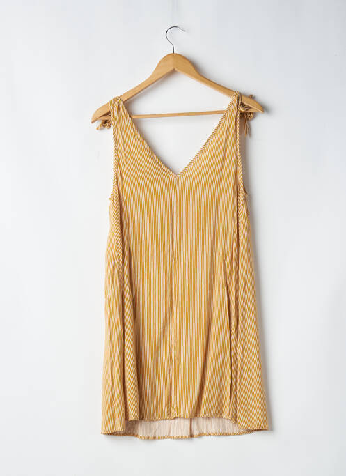 Robe courte sans manche sans manche jaune LEINBOHO femme