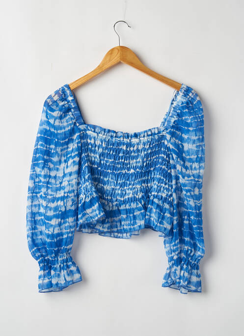 Top imprimé fantaisie manches longues bleu ZARA femme