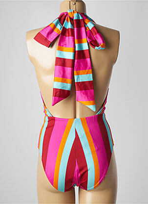 Maillot de bain 1 pièce effet matière satinée haut triangles rose MARIE JO femme