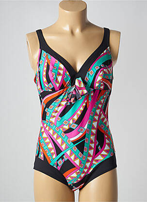 Maillot de bain 1 pièce imprimé fantaisie haut triangles noir ANTIGEL femme