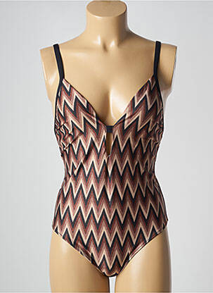 Maillot de bain 1 pièce stretch haut triangles marron MARIE JO femme