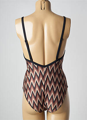 Maillot de bain 1 pièce stretch haut triangles marron MARIE JO femme