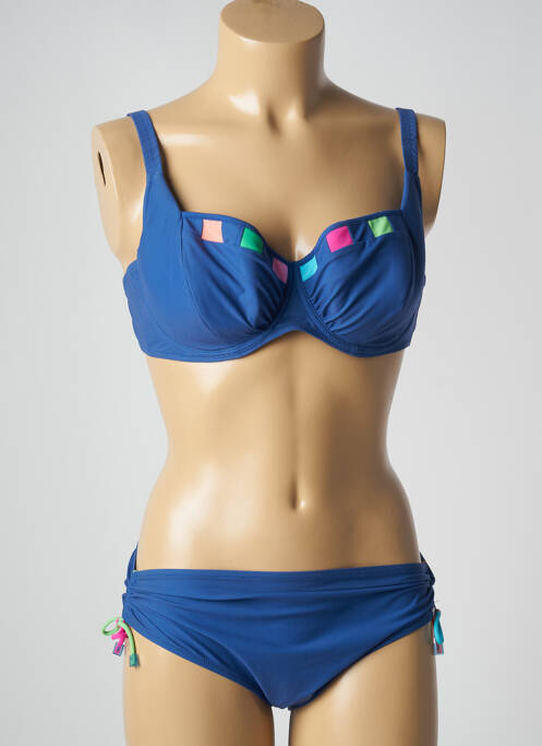 Maillot de bain 2 pièces stretch haut soutien-gorge balconnet bleu CHARMLINE femme