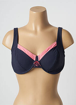 Haut de maillot de bain stretch haut soutien-gorge emboitant bleu LIDEA femme