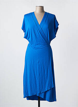 Robe mi-longue manches courtes manches courtes bleu ANTIGEL femme