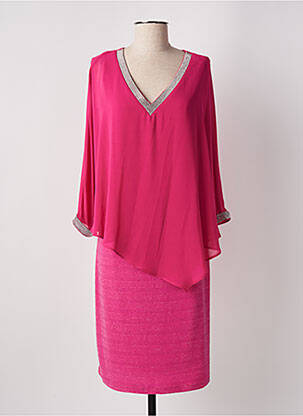 Robe mi-longue manches longues manches longues rose FRANK LYMAN femme