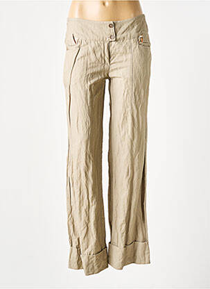 Pantalon droit tissage popeline taille normale beige AVENTURES DES TOILES femme