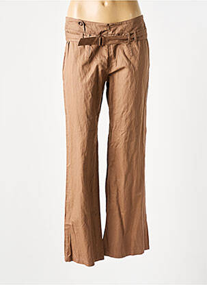 Pantalon droit tissage popeline taille normale marron UPC'T femme