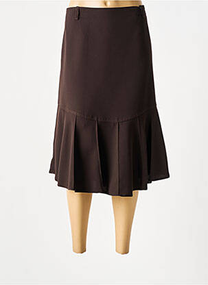 Jupe mi-longue fermeture zip latéral marron NIKI PARIS femme