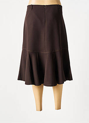 Jupe mi-longue fermeture zip latéral marron NIKI PARIS femme