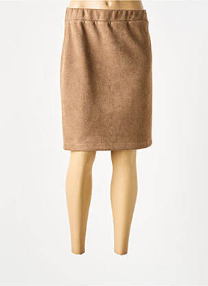 Jupe mi-longue taille normale marron UN TEMPS POUR ELLE femme