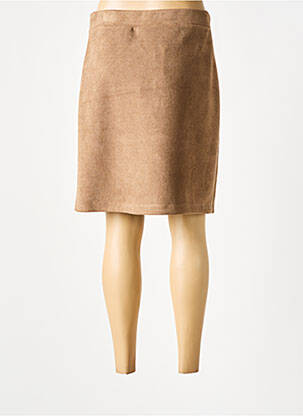Jupe mi-longue stretch marron UN TEMPS POUR ELLE femme