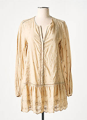 Robe courte manches longues manches longues beige IN LOVE femme