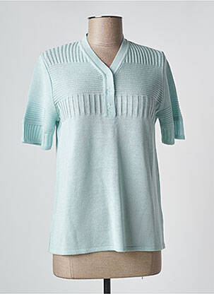 Pull coupe cintrée manches courtes bleu GRIFFON femme