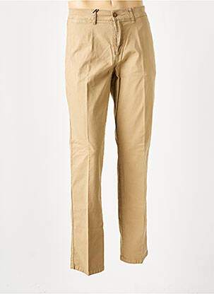 Pantalon droit fermeture zippée sous rabat boutonné beige LCDN femme