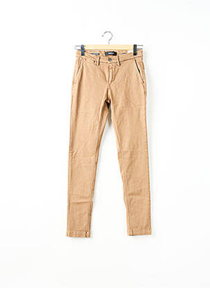 Pantalon chino fermeture zippée sous rabat boutonné marron REPLAY femme
