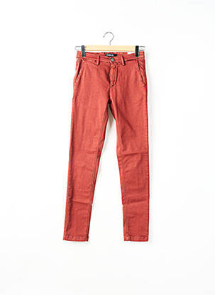 Pantalon chino fermeture zippée sous rabat boutonné marron fonce REPLAY femme