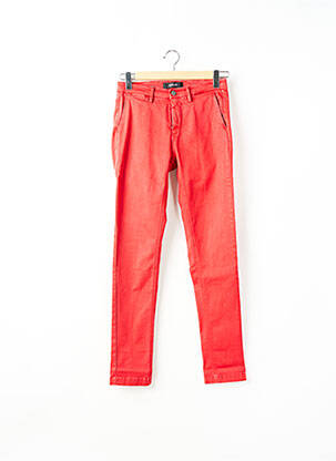 Pantalon chino fermeture zippée sous rabat boutonné rouge REPLAY femme