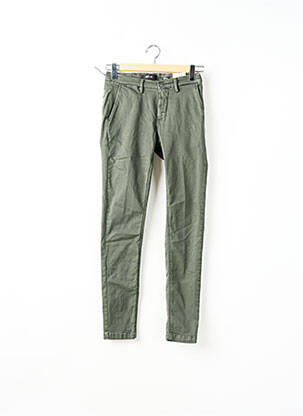 Pantalon chino fermeture zippée sous rabat boutonné vert REPLAY femme