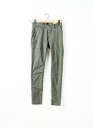 Pantalon chino fermeture zippée sous rabat boutonné vert REPLAY femme