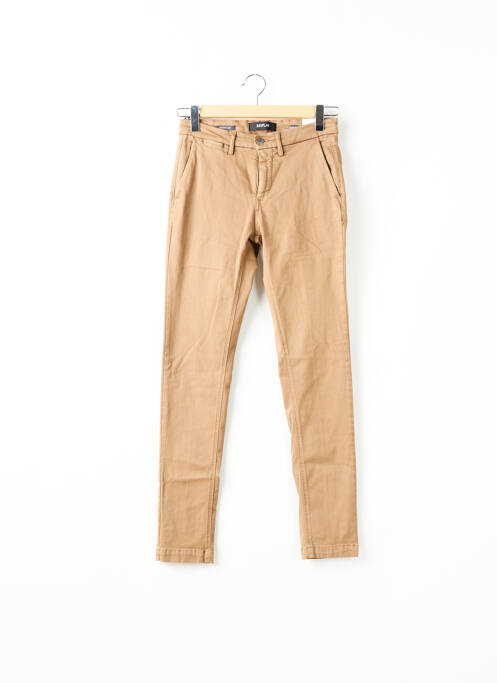 Pantalon chino fermeture zippée sous rabat boutonné marron REPLAY femme