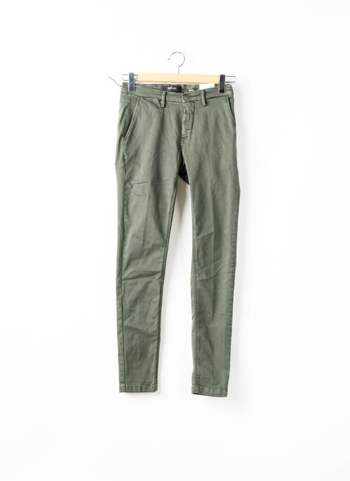 Pantalon chino fermeture zippée sous rabat boutonné vert REPLAY femme