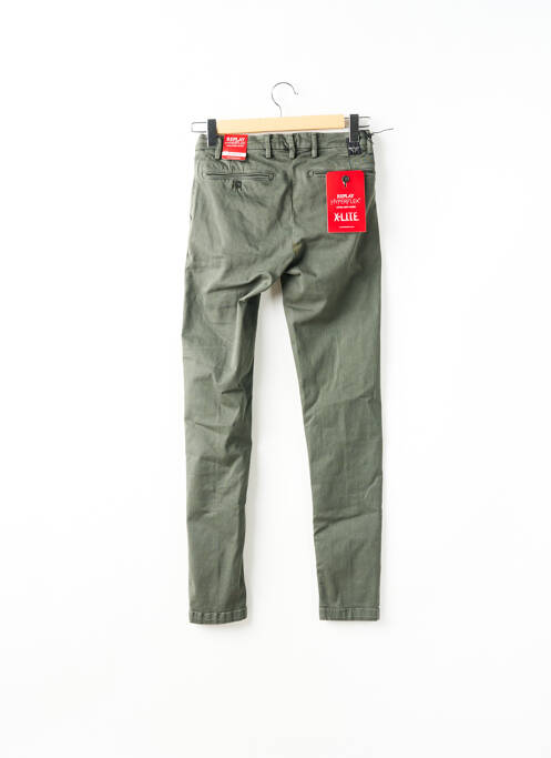 Pantalon chino fermeture zippée sous rabat boutonné vert REPLAY femme