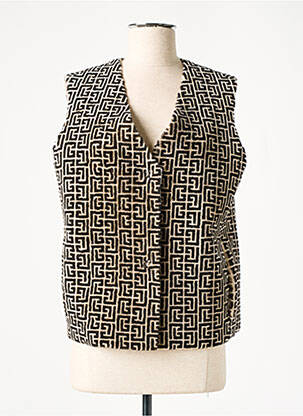 Veste en cuir poches marron SUITE 109 BY VENTCOUVERT femme