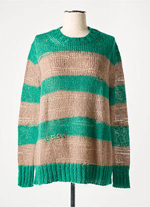 Pull coupe droite manches longues vert MALIPARMI femme