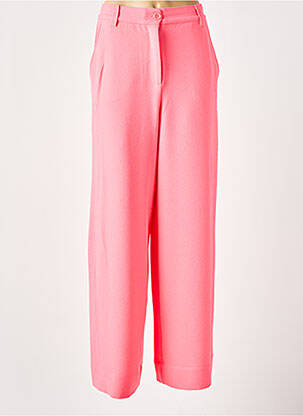 Pantalon large fermeture zippée sous rabat boutonné taille haute rose ESSENTIEL ANTWERP femme