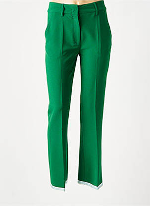 Pantalon droit tissage crêpe taille haute vert ESSENTIEL ANTWERP femme