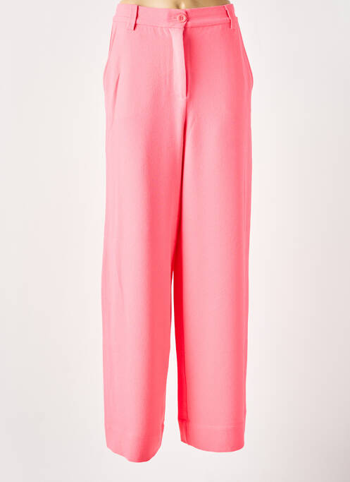 Pantalon large fermeture zippée sous rabat boutonné taille haute rose ESSENTIEL ANTWERP femme