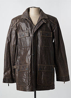 Veste en cuir coupe droite marron CAMEL ACTIVE homme