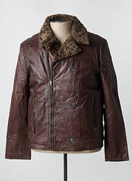 Veste en cuir poches marron KORINTAGE homme