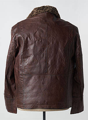 Veste en cuir poches marron KORINTAGE homme