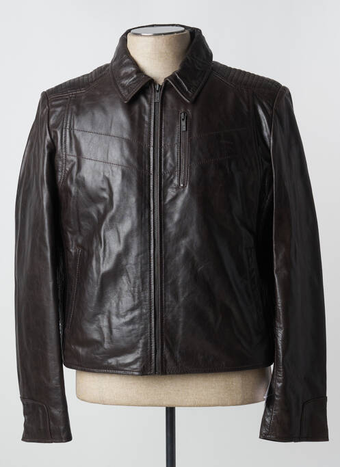 Veste en cuir marron KORINTAGE pour homme