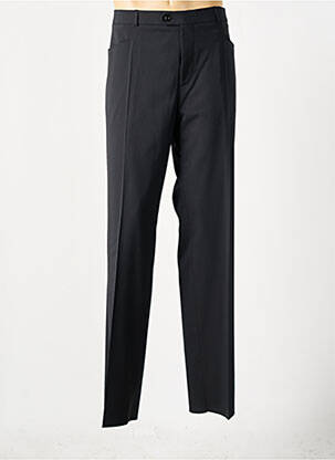 Pantalon droit fermeture zippée sous rabat avec crochet taille haute noir LUCAS DELLI homme