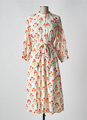 Robe mi-longue imprimé fleurs manches longues blanc COMPAÑIA FANTASTICA femme