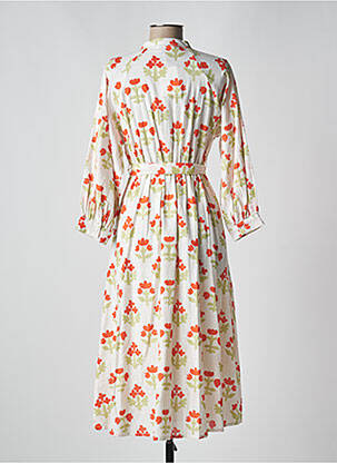 Robe mi-longue imprimé fleurs manches longues blanc COMPAÑIA FANTASTICA femme