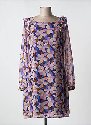 Robe courte fermeture zippée au dos manches longues violet MOLLY BRACKEN femme