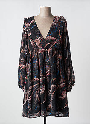 Robe courte coupe évasée manches longues noir MOLLY BRACKEN femme