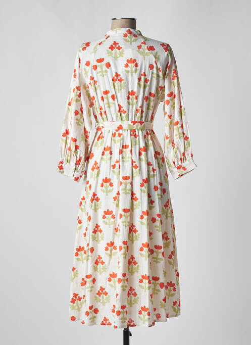 Robe mi-longue imprimé fleurs manches longues blanc COMPAÑIA FANTASTICA femme