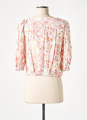 Top tissage crêpe manches longues rose CALIE femme
